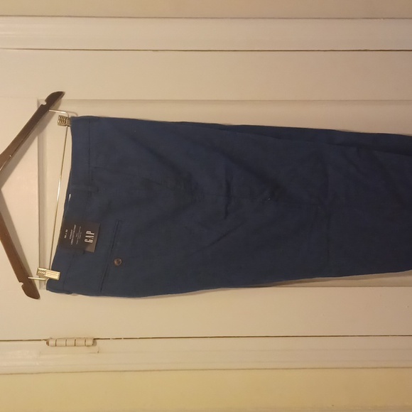 Men's GAP Blue Linen Flat Front Pants. Sz 38x32 - Picture 4 of 9